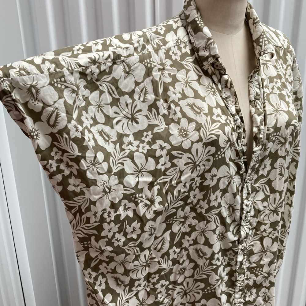 Acacia huahine Koki green cream floral shirt dress XL Mombasa - Picture 2 of 5